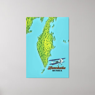 Toile Carte de voyage de la Péninsule du Kamchatka Russi