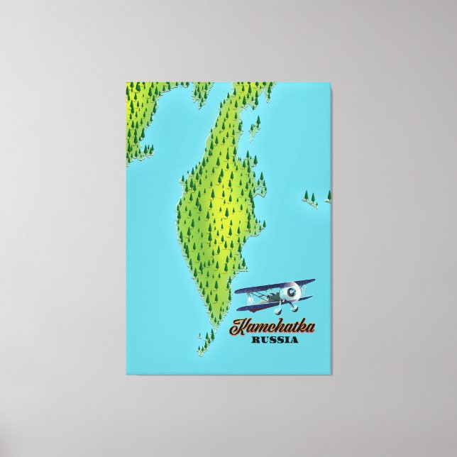 Toile Carte de voyage de la Péninsule du Kamchatka Russi (Recto)