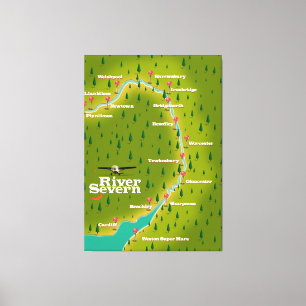 Toile Carte de voyage de la rivière Severn au pays de Ga