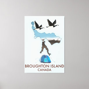 Toile carte de voyage de l'île Broughton Canada