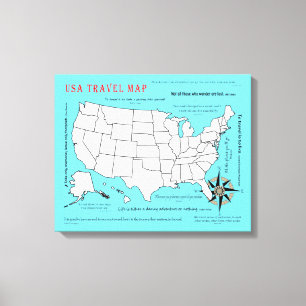 Toile Carte de voyage des USA