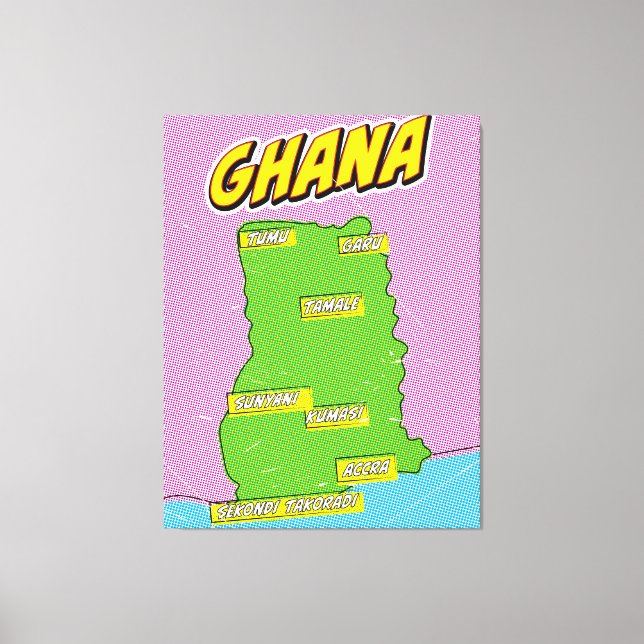 Toile Carte de voyage du Ghana (Recto)