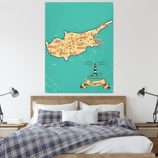 Toile Carte de voyage illustrée Chypre (Insitu(Chambre))