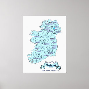 Toile Carte de voyage illustrée d'Irlande