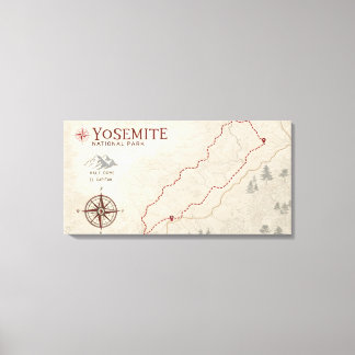 Toile Carte de Yosemite Imprimée