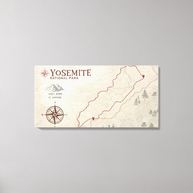 Toile Carte de Yosemite Imprimée (Recto)