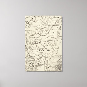 Toile Carte de Zululand avec les frontières contiguës