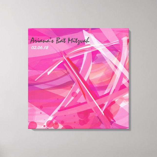Toile Carte d'entrée Bat mitzvah TRANSPARENT STAR-Pink (Recto)