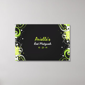 Toile Carte d'entrée mémoire Bat mitzvah LIME GREEN SWIR