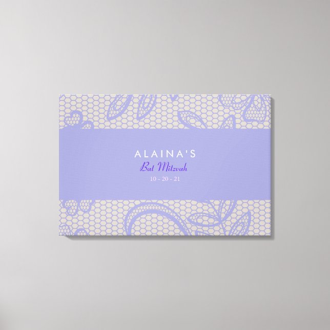 Toile Carte d'entrée vintage PURPLE LACE Bat mitzvah (Recto)