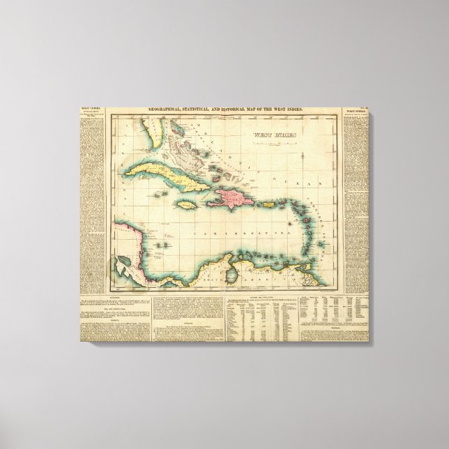 Toile Carte Des Antilles (Recto)