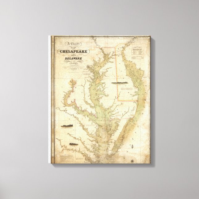 Toile Carte des baies Chesapeake et Delaware (Recto)