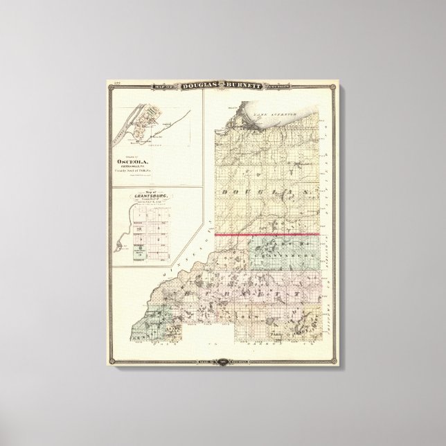 Toile Carte des comtés de Douglas et de Burnett (Recto)