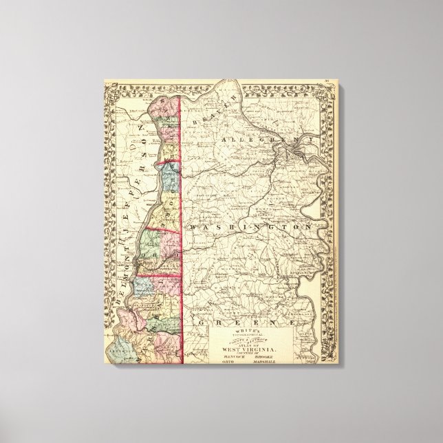 Toile Carte des comtés de Hancock, Brooke, Ohio, Marshal (Recto)