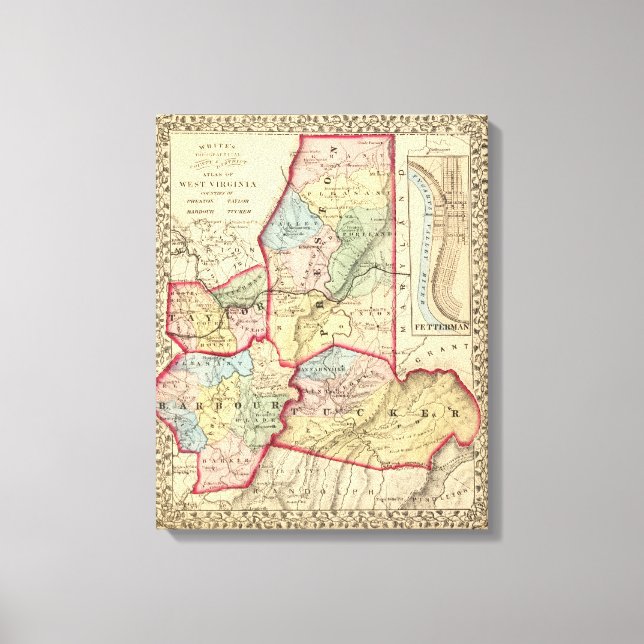 Toile Carte des comtés de Preston, Taylor, Barbour, Tuck (Recto)