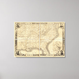 Toile Carte Des États Du Sud