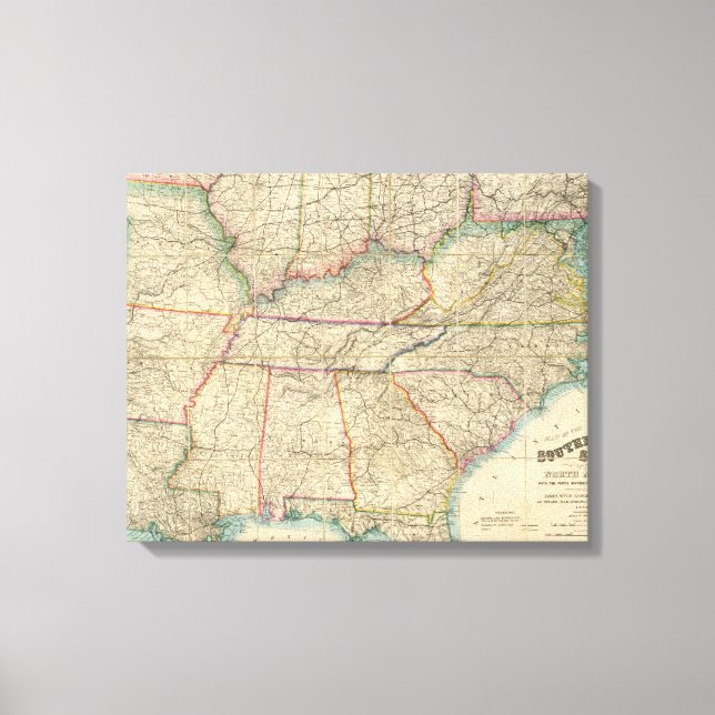 Toile Carte des États du sud de l'Amérique (Recto)