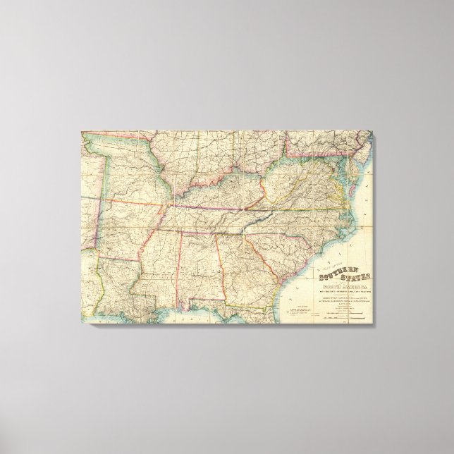Toile Carte des États du sud de l'Amérique (Recto)