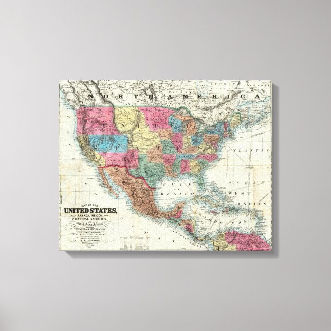 Toile Carte Des États-Unis, Canada, Mexique (Recto)