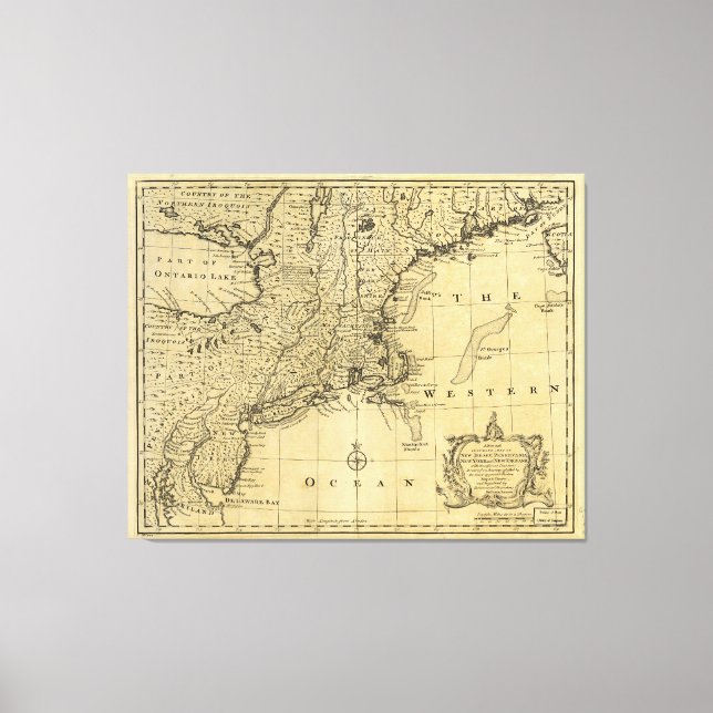 Toile Carte des États-Unis d'Amérique (1783) (Recto)