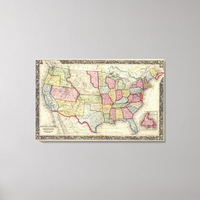 Toile Carte Des États-Unis, Et Territoires (Recto)