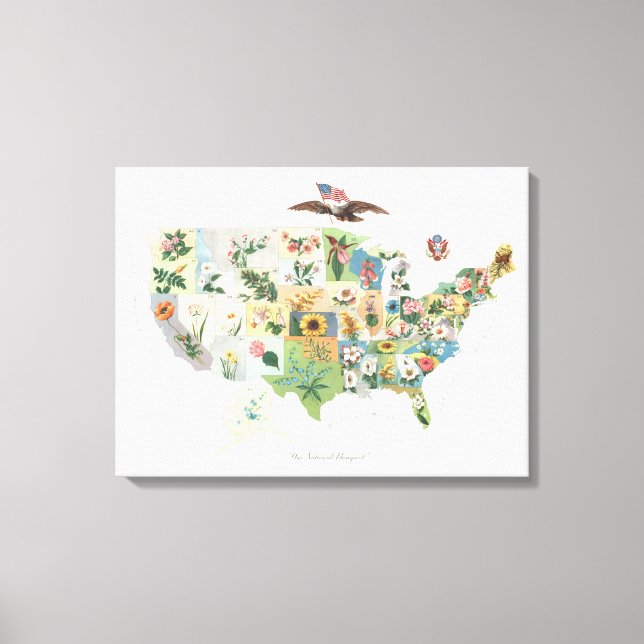 Toile Carte des fleurs des États-Unis - Notre Bouquet na (Recto)
