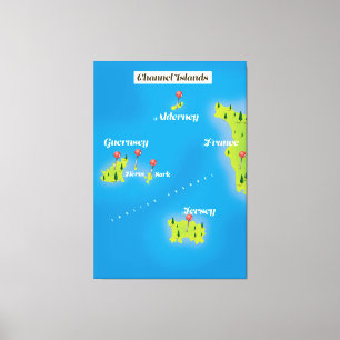 Toile Carte des îles Anglo-Normandes affiche.