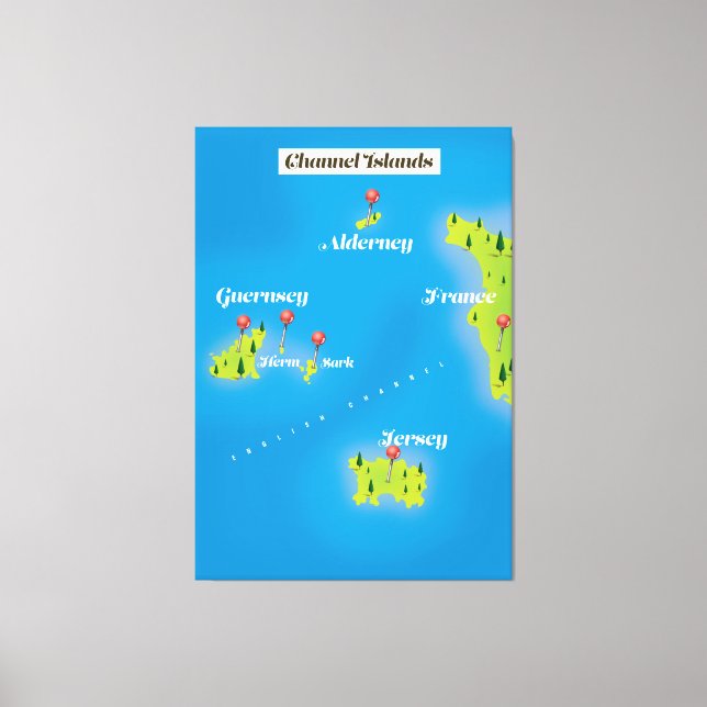 Toile Carte des îles Anglo-Normandes affiche. (Recto)