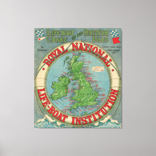 Toile Carte des îles britanniques - diagramme de canot