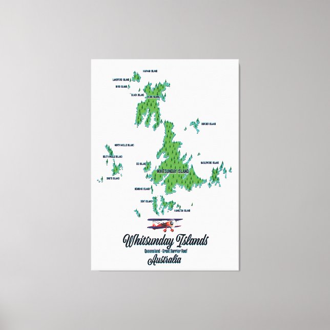 Toile Carte des îles Whitsunday Australie (Recto)