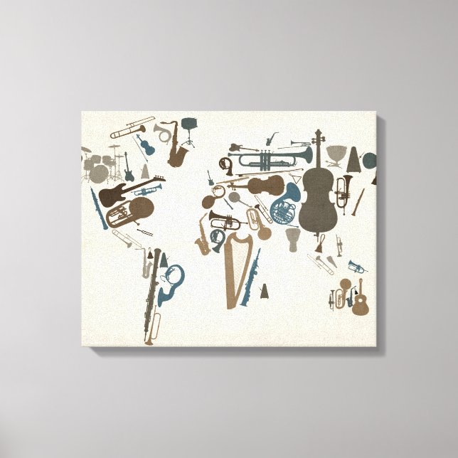 Toile Carte des instruments de musique du monde (Recto)
