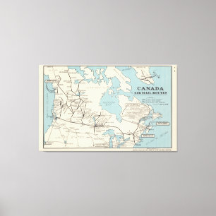 Toile Carte des itinéraires de la poste aérienne du