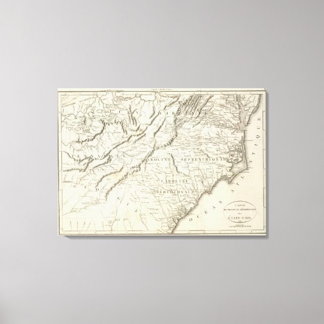 Toile Carte des provinces du sud des États-Unis (Recto)