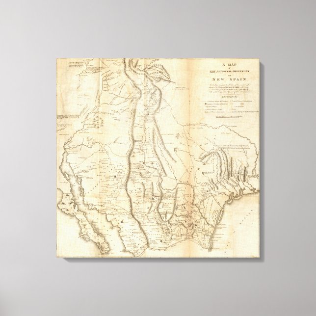 Toile Carte des provinces intérieures de la Nouvelle-Esp (Recto)
