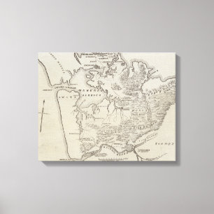 Toile Carte des terres entre Auckland et Waikato River