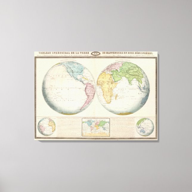 Toile Carte double hémisphère du climat (Recto)
