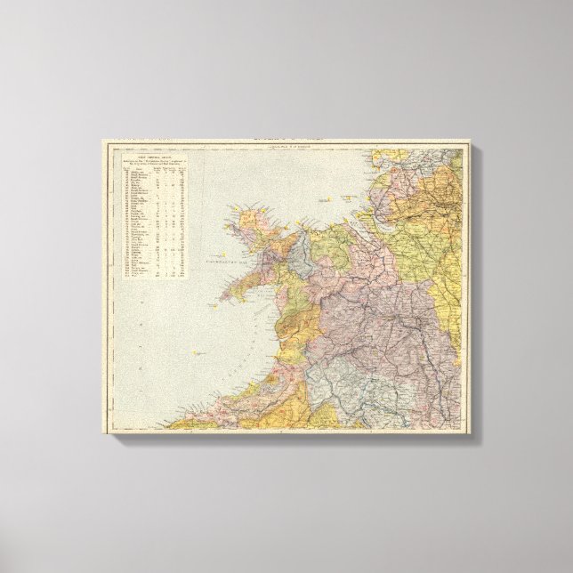 Toile Carte du bassin hydrographique Angleterre, Pays de (Recto)