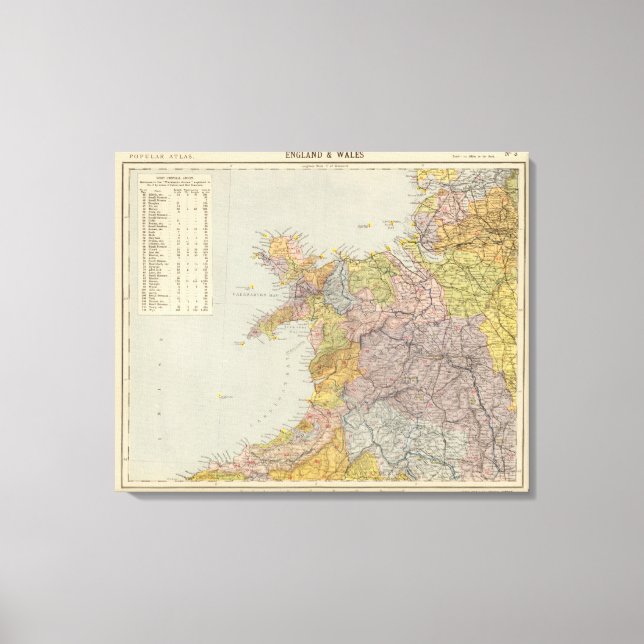 Toile Carte du bassin hydrographique Angleterre, Pays de (Recto)