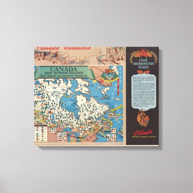 Toile Carte du Canada - Ressources naturelles et industr (Recto)