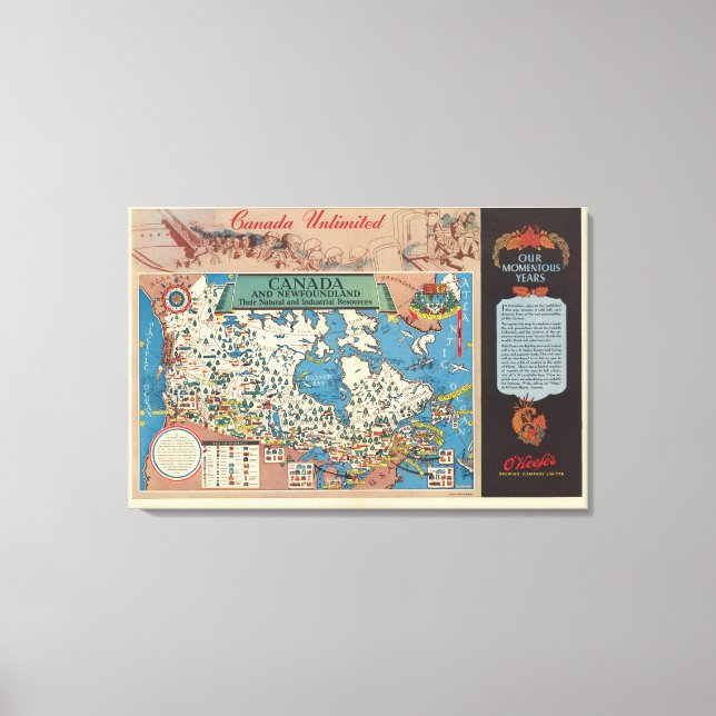 Toile Carte du Canada - Ressources naturelles et industr (Recto)