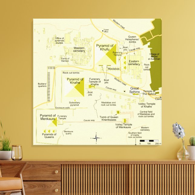 Toile Carte du complexe pyramidal de Gizeh Diagramme (Insitu(Salon))