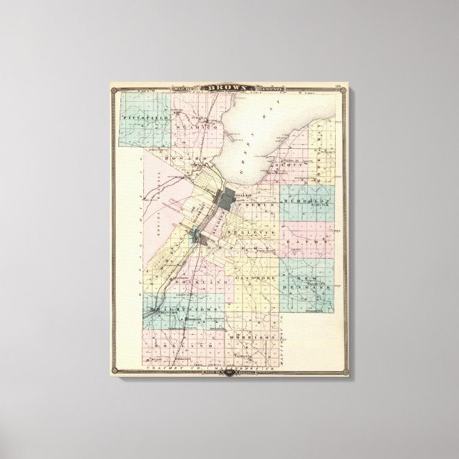 Toile Carte du comté Brown, État du Wisconsin (Recto)