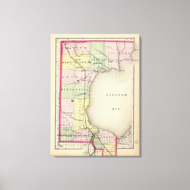 Toile Carte du comté de Bay, Michigan (Recto)