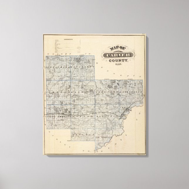 Toile Carte du comté de Carver, Minnesota (Recto)