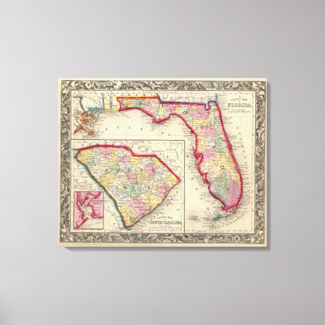 Toile Carte Du Comté De Floride (Recto)