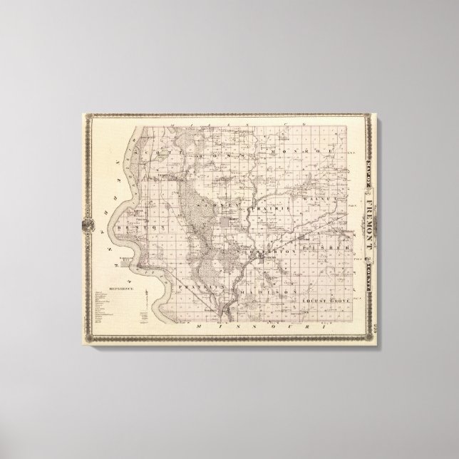 Toile Carte du comté de Fremont, État de l'Iowa (Recto)