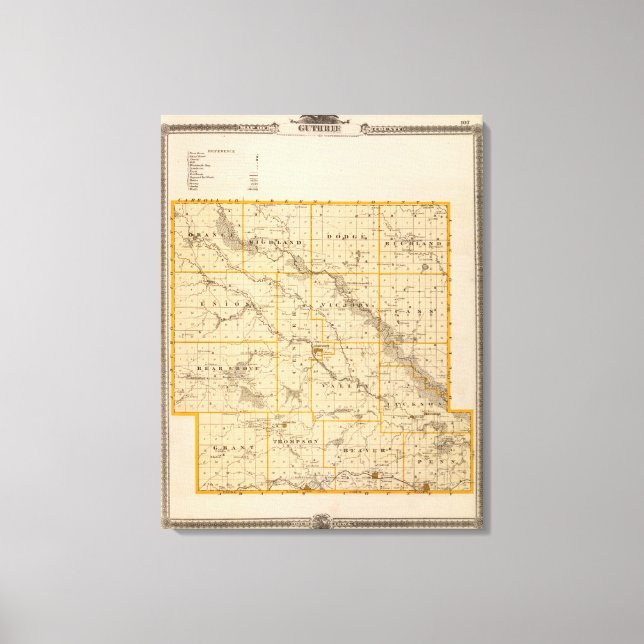 Toile Carte du comté de Guthrie, État de l'Iowa (Recto)