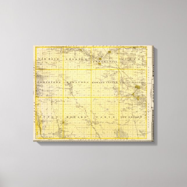 Toile Carte du comté de Howard, État de l'Iowa (Recto)