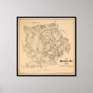 Toile Carte du comté de Kendall, le Texas (1879)