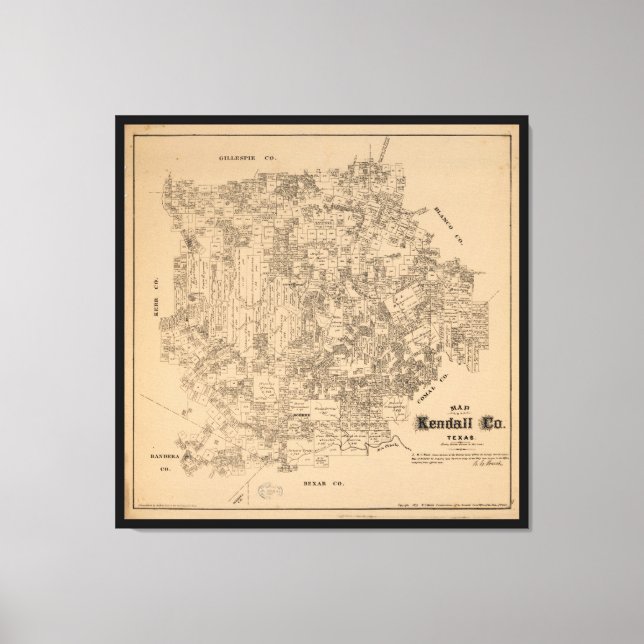 Toile Carte du comté de Kendall, Texas (1879) (Recto)